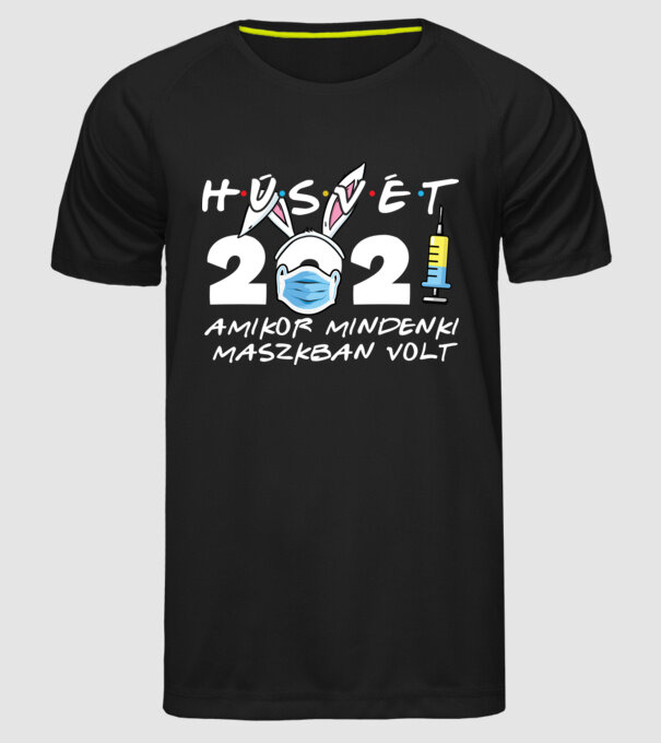 Maszkos húsvét minta fekete pólón