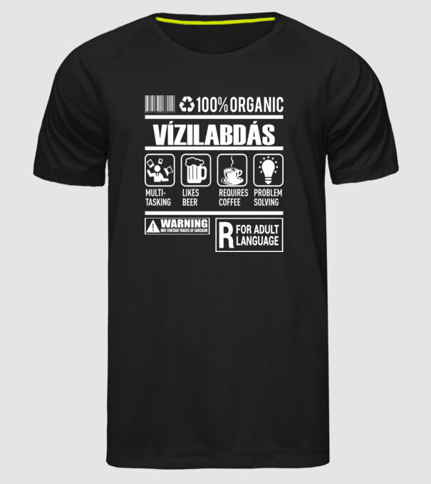 Organic VÍZILABDÁS minta fekete pólón