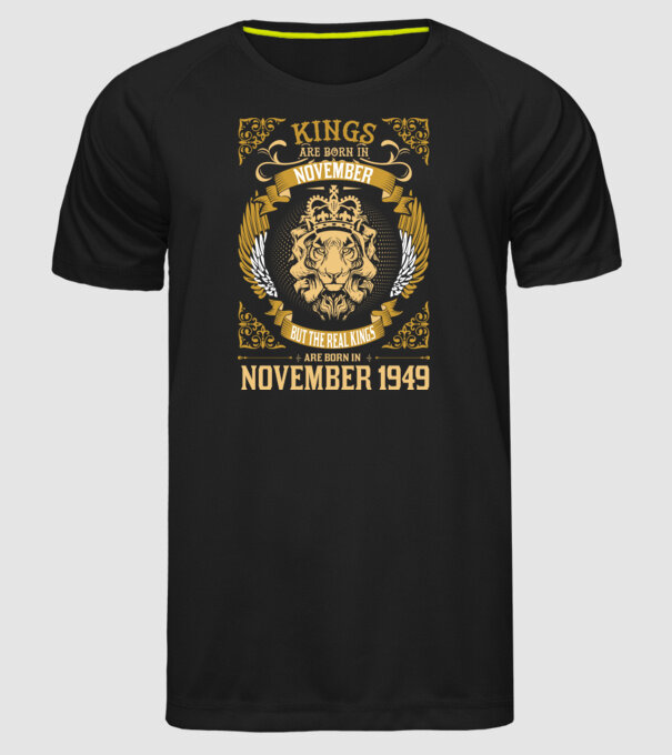 Oroszlános szülinapos 1949 NOVEMBER minta fekete pólón