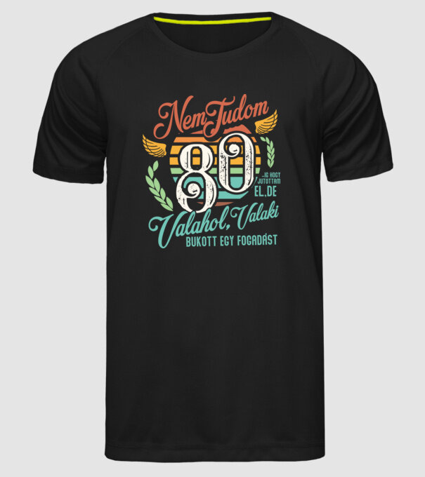 Szülinapos fogadás retro 80 éves minta fekete pólón