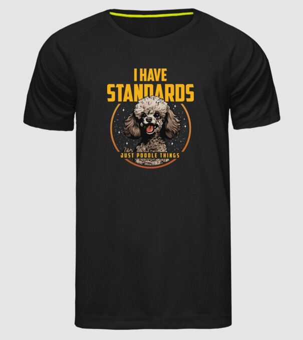 Uszkár Poodle Standards minta fekete pólón