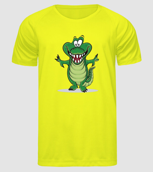Krokodil minta neonsárga pólón