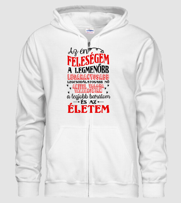 Az én feleségem minta fehér pólón