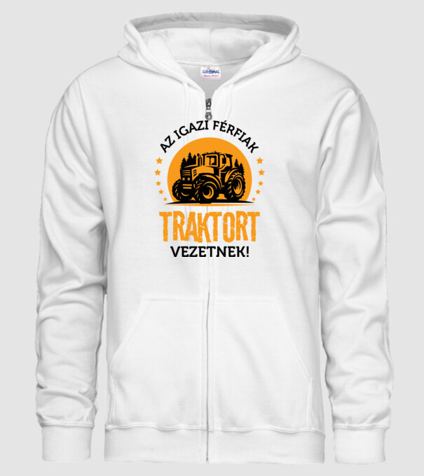 Az igazi férfiak traktor vezetnek minta fehér pólón