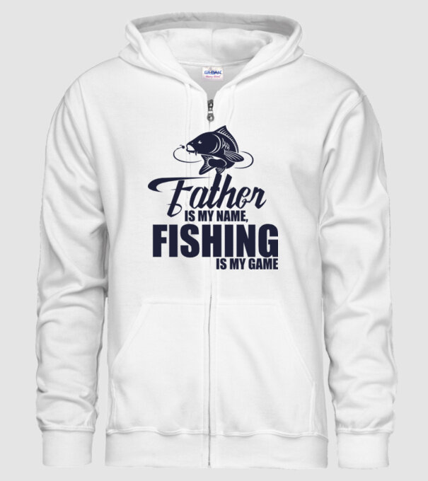Father is my name, fishing is my game minta fehér pólón