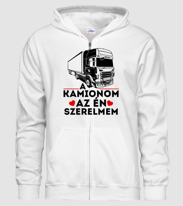 kamion szerelem minta fehér pólón