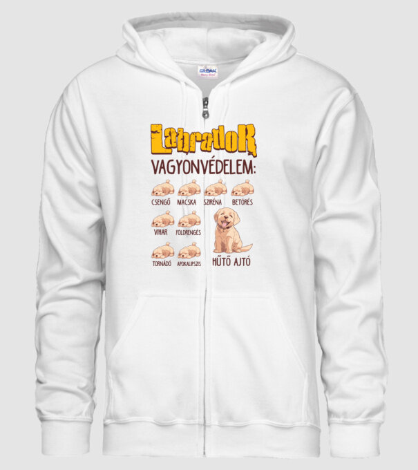 LABRADOR vagyonvédelem minta fehér pólón