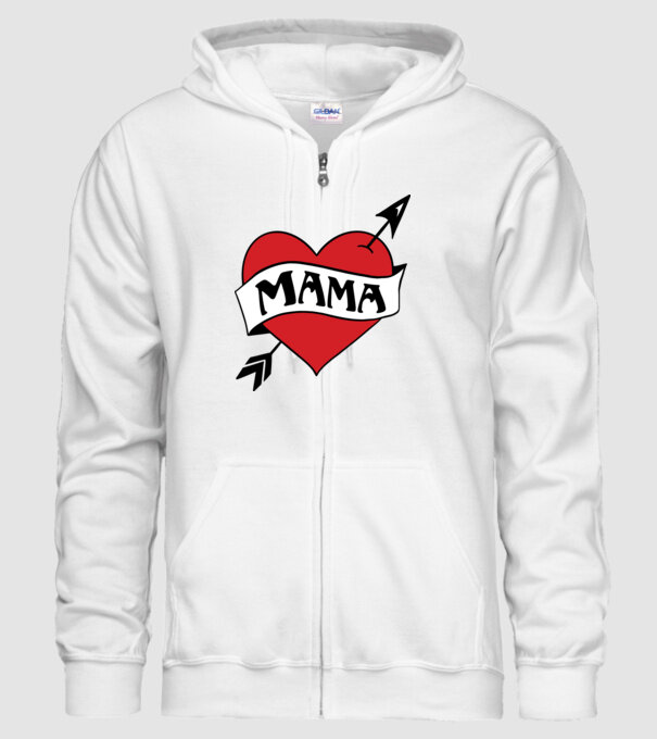 Mama retro szív minta fehér pólón