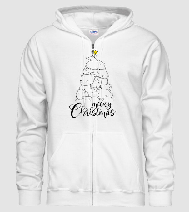 Meowy Christmas minta fehér pólón