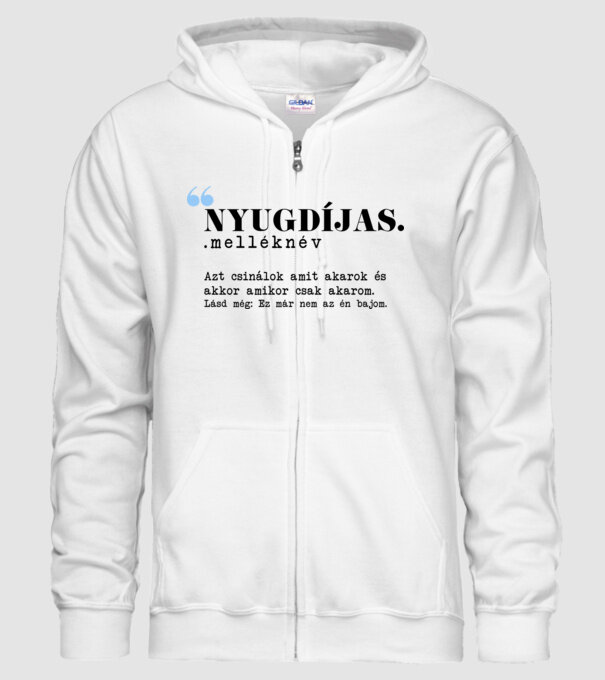 Nyugdíjas fogalma minta fehér pólón