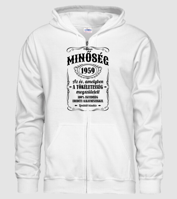 Prémium minőség 1959 minta fehér pólón