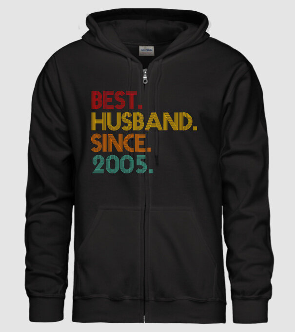 best husband since 2005 retro minta fekete pólón