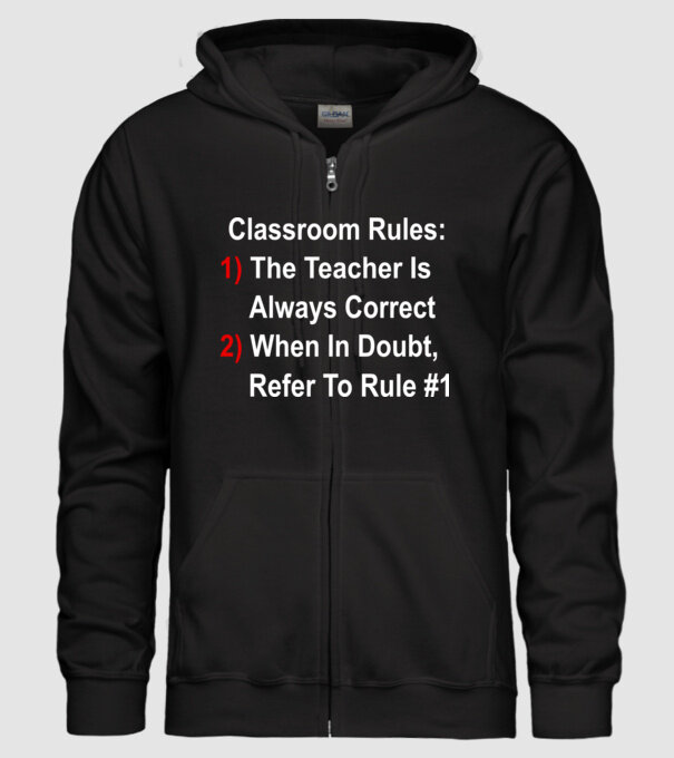 Classroom rules minta fekete pólón