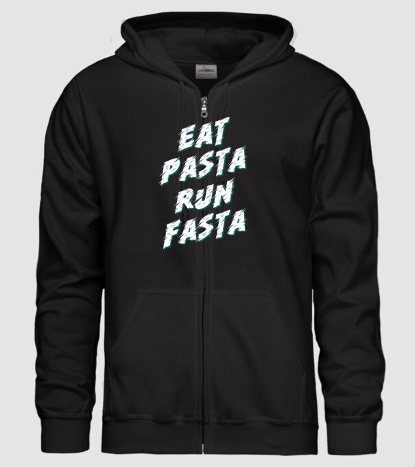 eat pasta run fasta minta fekete pólón