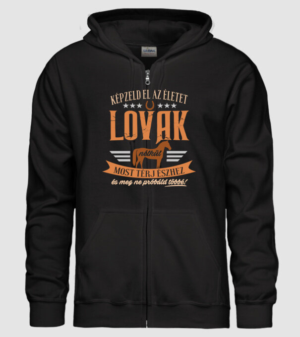 Képzeld el az életet lovak nélkül minta fekete pólón