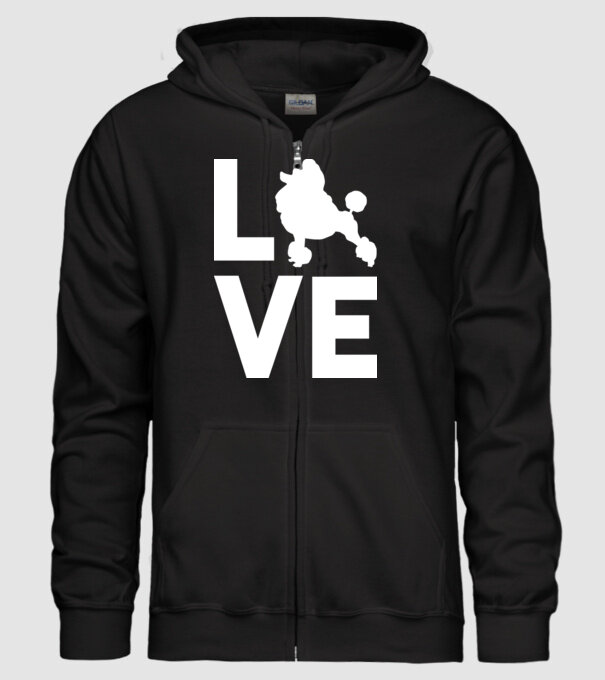 LOVE Uszkár minta fekete pólón