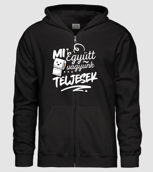 Mi együtt vagyunk teljesek budipapír minta fekete pólón