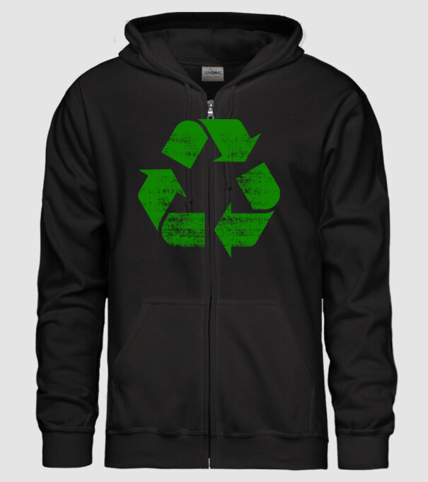 RECYCLE minta fekete pólón