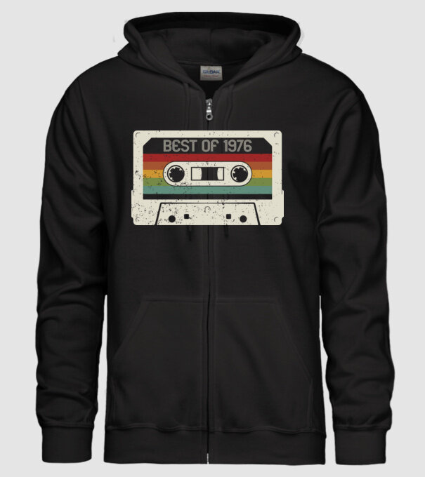 retro tape 1976 vintage minta fekete pólón