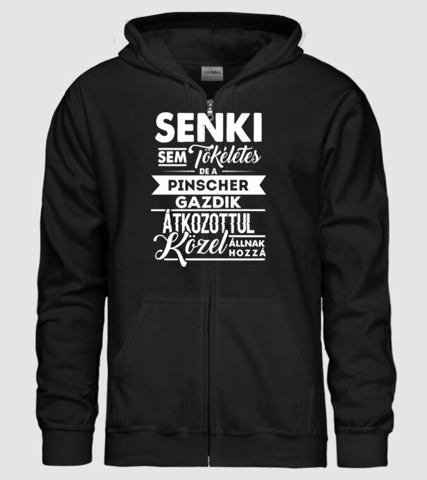 Senki sem tökéletes Pinscher minta fekete pólón
