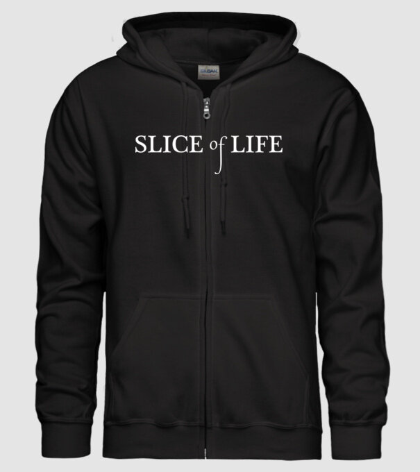 slice-of-life minta fekete pólón