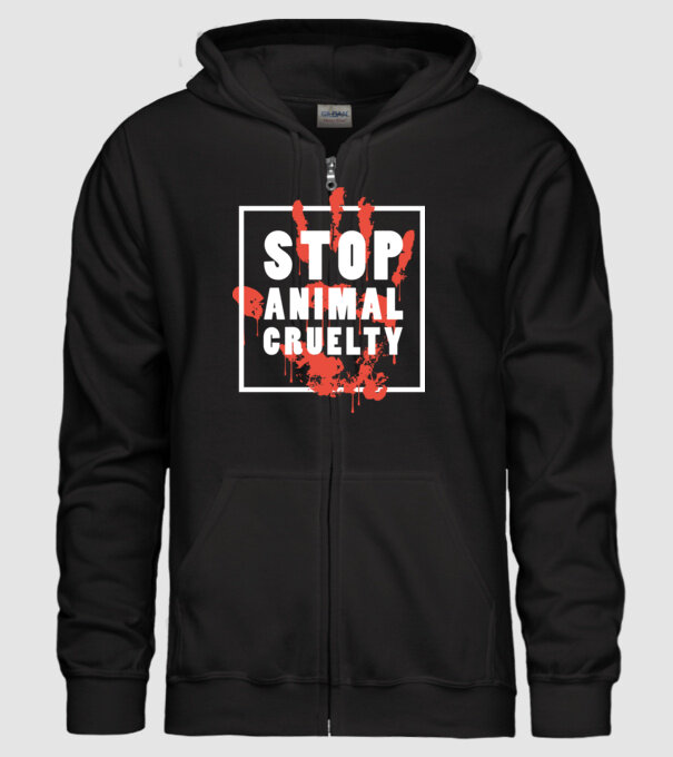 Stop animal cruelty minta fekete pólón