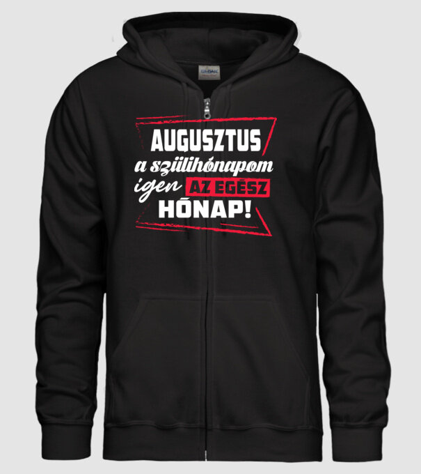 Szülihónapom Augusztus minta fekete pólón