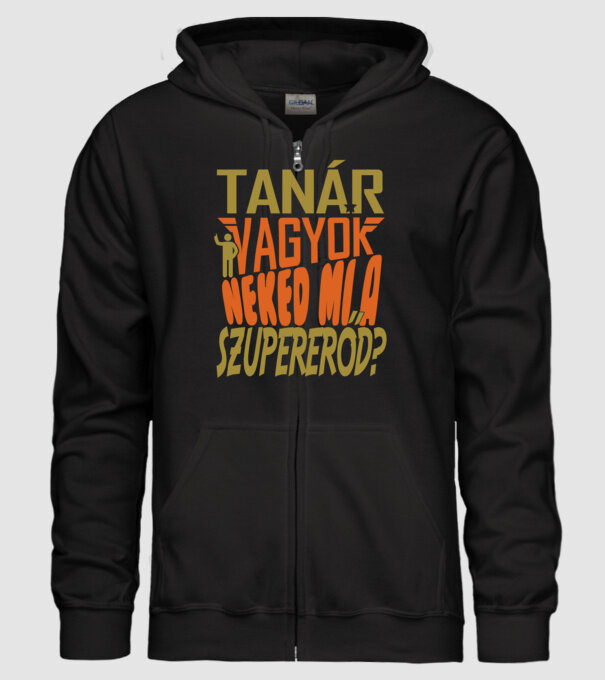 Szuperhős tanár minta fekete pólón