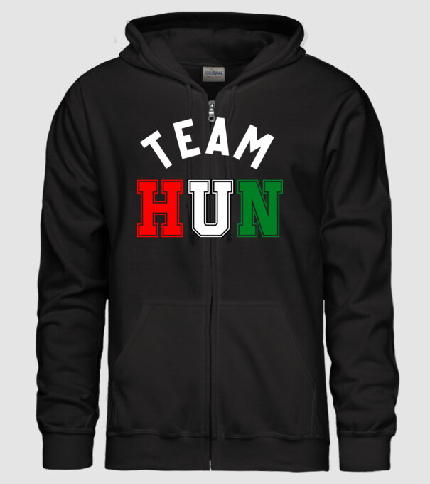 Team Hun szurkolói póló minta fekete pólón