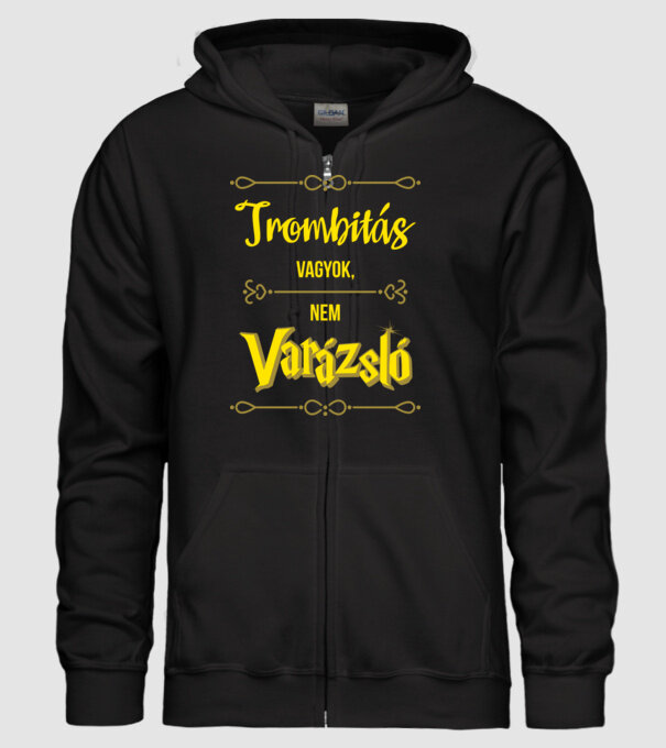 Trombitás vagyok nem varázsló minta fekete pólón