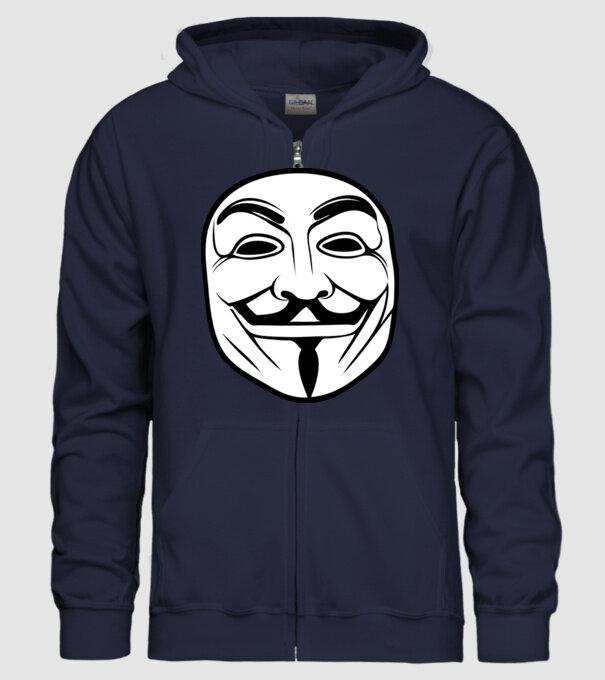 Anonymous mask minta sötétkék pólón