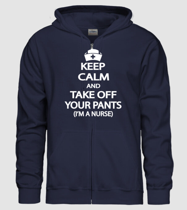 Keep calm and take off your pants minta sötétkék pólón