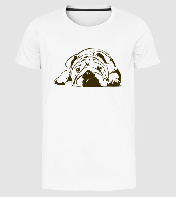 Bulldog minta fehér pólón