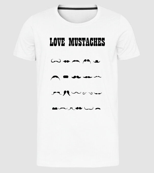 mustaches minta fehér pólón