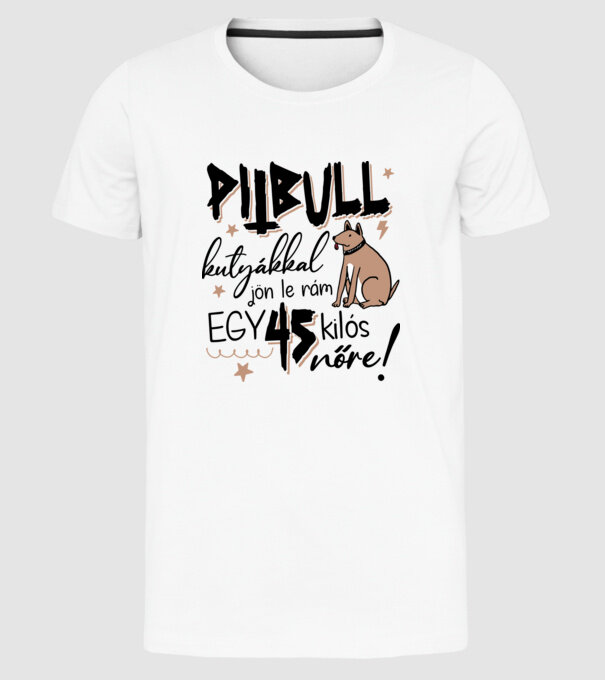 Pitbull kutyákkal jön le rám minta fehér pólón