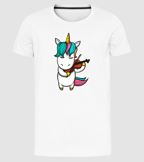 Unicorn Violin minta fehér pólón
