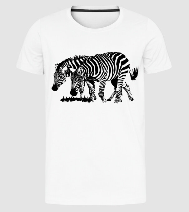 zebra minta fehér pólón
