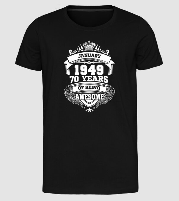 Awesome being of 70 years 1949 JANUÁR minta fekete pólón