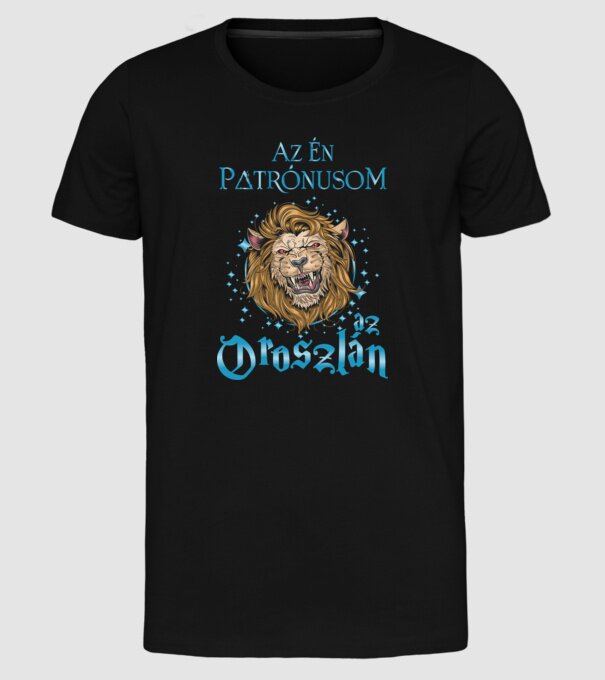 Az én patrónusom OROSZLÁN minta fekete pólón