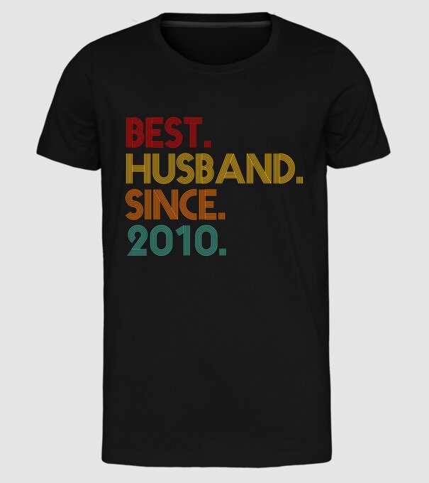 best husband since 2010 retro minta fekete pólón
