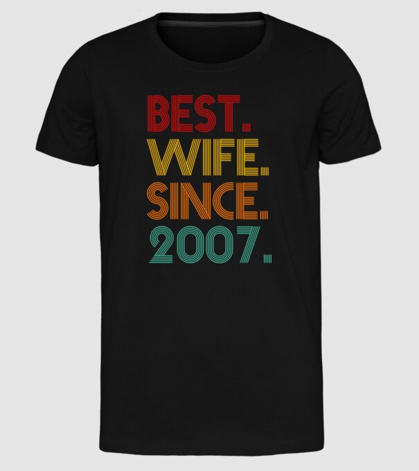 best wife since 2007 retro minta fekete pólón