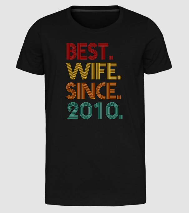 best wife since 2010 retro minta fekete pólón