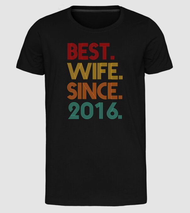best wife since 2016 retro minta fekete pólón