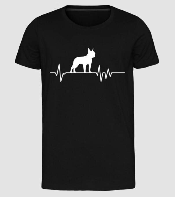Heartbeat sziluett Boston Terrier minta fekete pólón