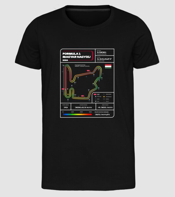 HUNGARORING 2024 minta fekete pólón