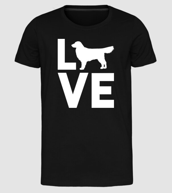 LOVE Golden Retriever minta fekete pólón