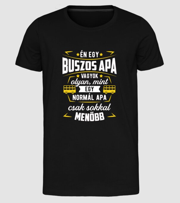 Menő buszos apa minta fekete pólón