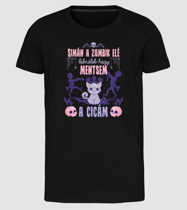 Simán a zombik elé löknélek minta fekete pólón