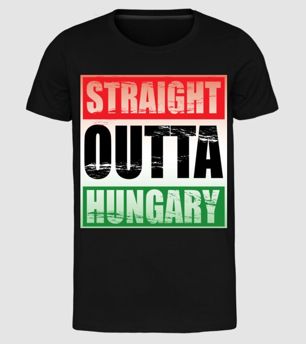 Straight Outta Hungary minta fekete pólón