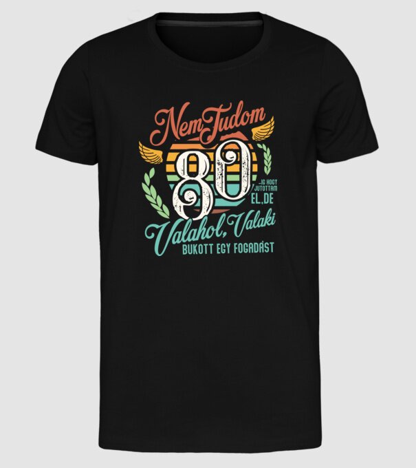Szülinapos fogadás retro 80 éves minta fekete pólón